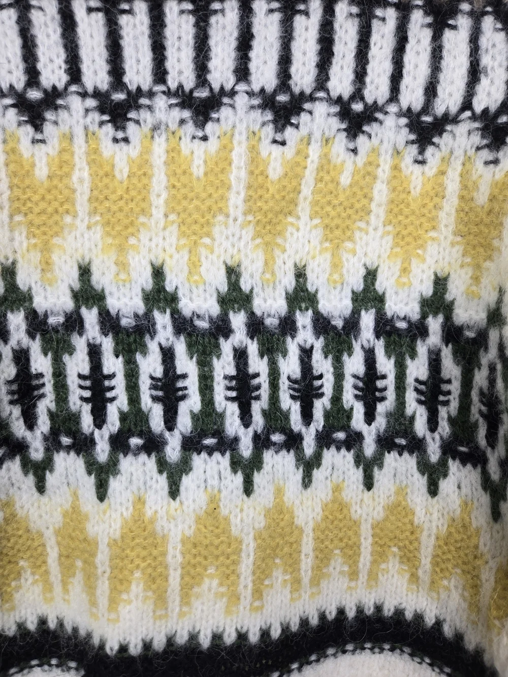 Velvet by Graham & Spencer Alpaca Fair Isle Sweater Yellow Ivory Peru S
